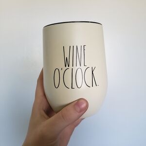 Rae Dunn "Wine O'Clock" 12 oz Double Walled Stainless Steel Tumbler Wine Cup